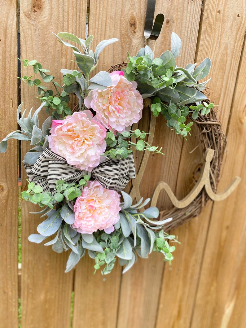 Spring Wreath, Summer Wreath, Year Round Wreath, Farmhouse Country Wreath for Front Door, House Warming Gift, Valentines Day Easter Wreath image 5