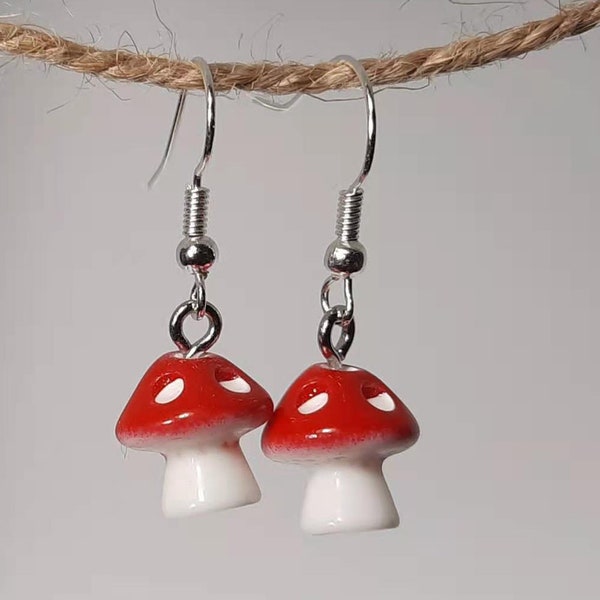 Magic Mushroom Earrings, Weird Cool Earrings, Lesbian Jewelry Gift