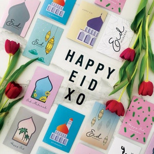 Pacote de 20 - Cartões e etiquetas Eid - material 100% reciclado