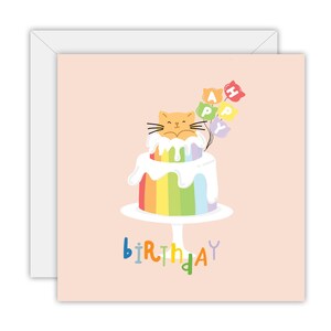 Happy Birthday Rainbow Cat Cake | Greeting card | 100% recycled paper | Designed & made in Australia