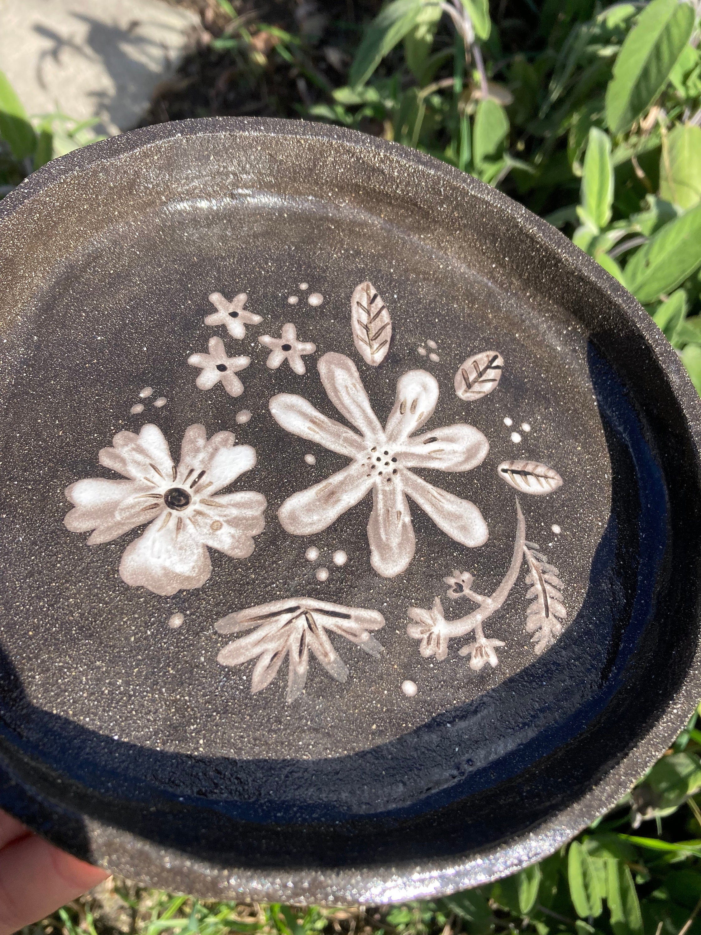 Coupelle Plate en Céramique/Fleurs