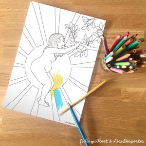 Mantras et 1 illustration pour accompagner la naissance/Numérique /Accouchement, grossesse, doula, sage-femme, affirmation positive, affiche