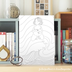 Mantras et 1 illustration pour accompagner la naissance/Numérique /Accouchement, grossesse, doula, sage-femme, affirmation positive, affiche