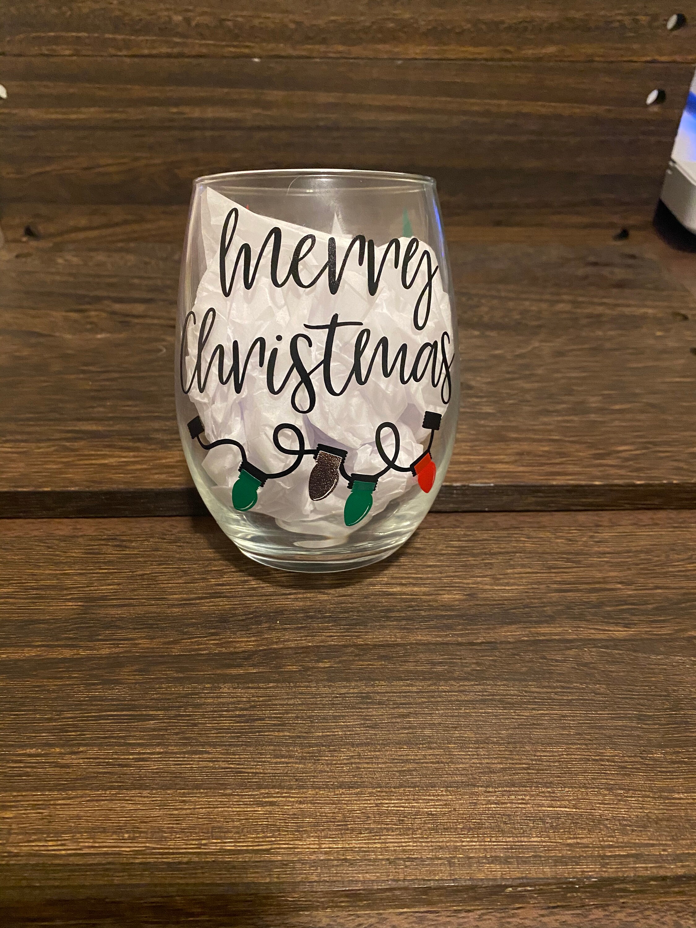 Copa de vino de Navidad / Feliz copa de Navidad / Feliz copa Etsy
