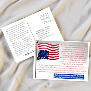 Paquete de postales, juego de tarjetas de protesta, texto de la Declaración de Independencia, papelería patriótica, regalo para activistas políticos, bandera de grave peligro