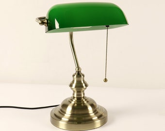 Emerald Banker - Bureaulamp van groen glas