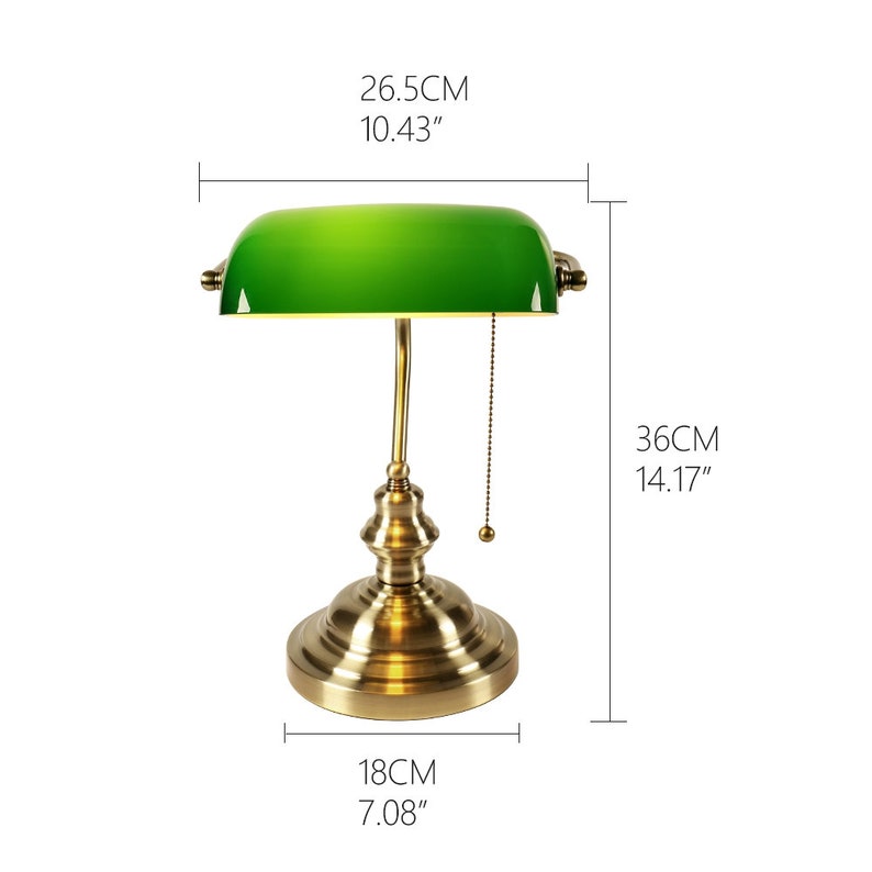 The Emerald Banker Green Glass Desk Lamp Etsy