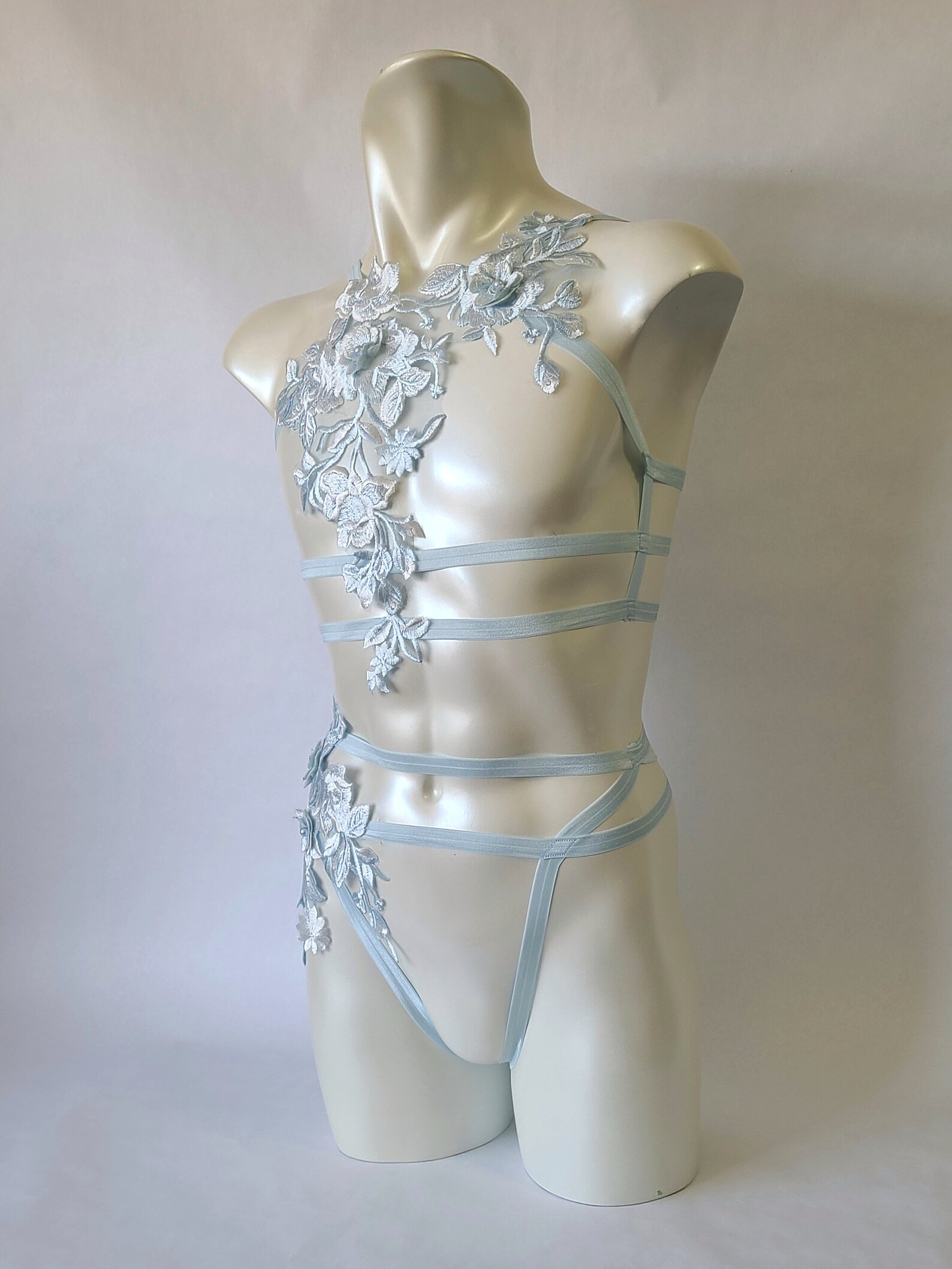 Blue Lingerie Harness Gender Neutral Genderfluid - Etsy