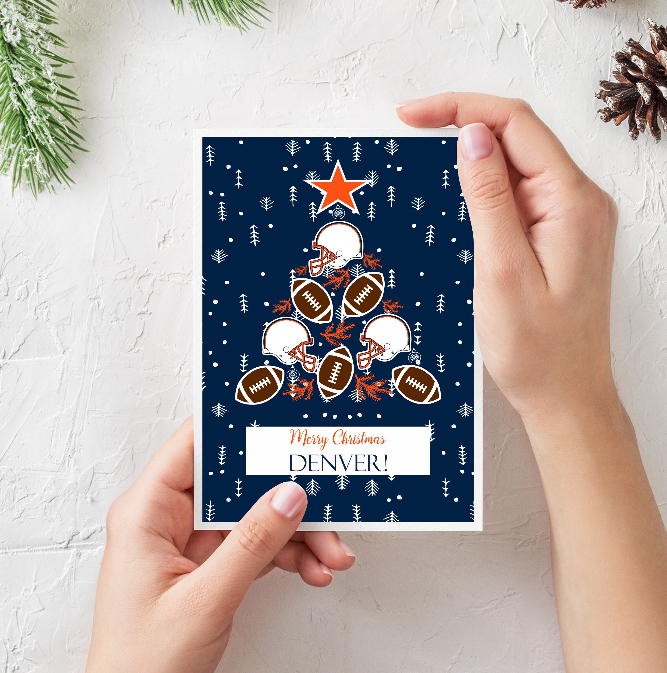 Denver Football Fan Christmas Card. Football Christmas Card. Etsy