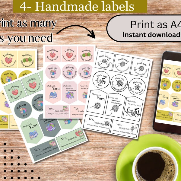 Handmade Crocheting and Knitting Printable Tags - DIY Craft Labels for market