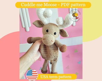 Crochet moose snuggler pattern/ crochet cuddler pattern/ amigurumi moose/ gift for baby/ DIY crochet pattern
