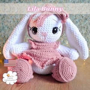 Crochet pattern bunny in English/PDF, cute rabbit pattern, Amigurumi easter plush bunny tutorial