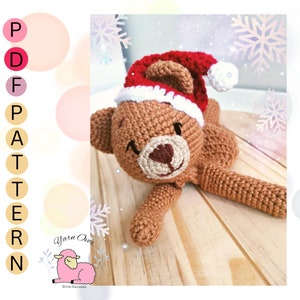 PATTERN: Christmas bear snuggler pattern, cuddle me bear pattern, amigurumi lovey bear, lovey pattern image 8