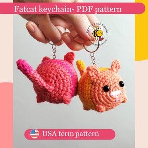 Low-sewing cat keychain crochet pattern, Easy to follow cat keychain pattern, Keychain holder, Small cat pattern, cat plushie pattern