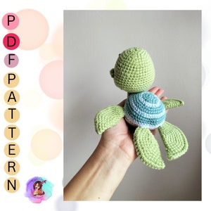 PATTERN for a Amigurumi sea turtle: Easy to follow crochet turtle pattern for beginners, US term crochet pattern for a amigurumi sea turtle image 7