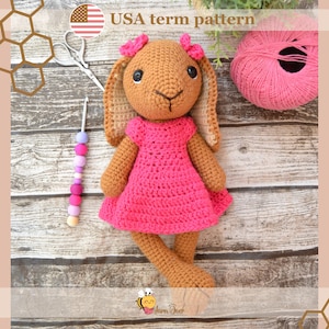 Crochet bunny pattern/ Long ear bunny pattern/ Amigurumi bunny pattern/ crochet pattern in US terms