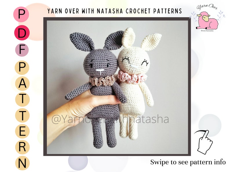 Crochet pattern for a bunny: Amigurumi bunny pattern, pattern for bunny, DIY toy pattern, crochet rabbit pattern, nursery décor image 1