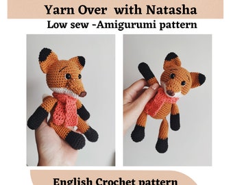 Crochet toy fox PATTERN, amigurumi crochet pattern, amigurumi fox PDF tutorial- Yarn Over toy pattern
