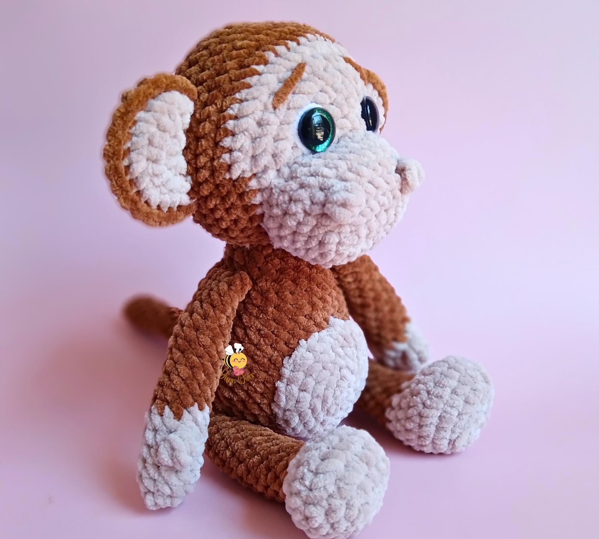 Monkey Toy Pattern Low-sew Crochet Plush Monkey, Amigurumi Monkey Toy Pattern, Cute Monkey ...
