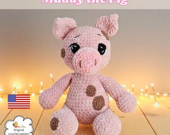 Patrón para un cerdito amigurumi: Patrón fácil de ganchillo para principiantes, patrón de ganchillo para un cerdito amigurumi