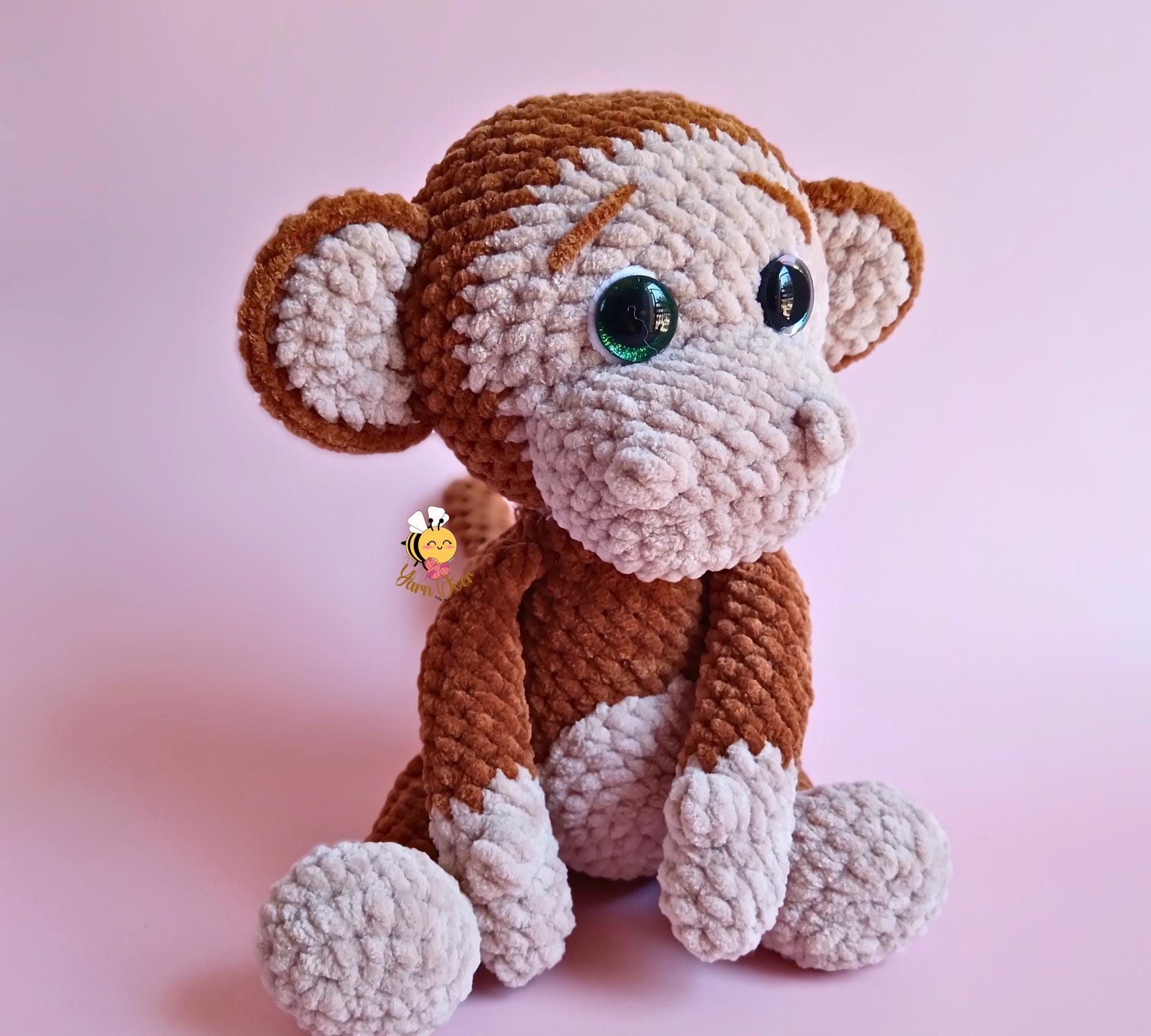 簡単に編めるかぎ針編みの猿のぬいぐるみ、あみぐるみの猿のおもちゃの