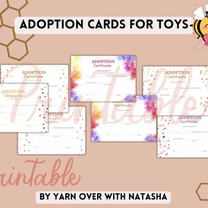 Digitales Spielzeugadoptionszertifikat, Persönliches Adoptionspapier für Spielzeug, druckbare Adoptionspapiere für Spielzeug