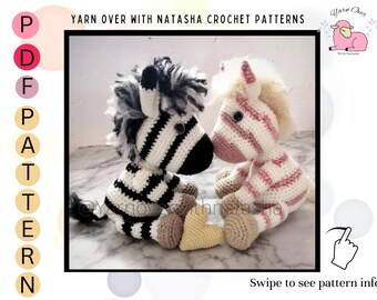 PATTERN for a Amigurumi zebra: Easy to follow crochet zebra pattern for beginners, US term crochet pattern for a amigurumi zebra pattern