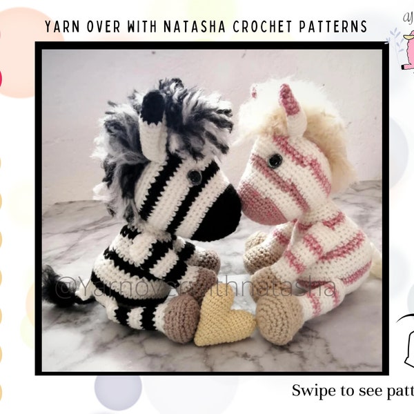 PATTERN for a Amigurumi zebra: Easy to follow crochet zebra pattern for beginners, US term crochet pattern for a amigurumi zebra pattern