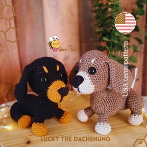 Crochet dachshund pattern, amigurumi dog, puppy crochet pattern, cute plush dachshund crochet pattern, chochet dog pattern