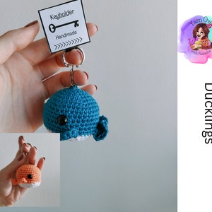 PATTERN: Whale keyholder pattern, pocket whale, small whale crochet pattern, amigurumi whale pattern