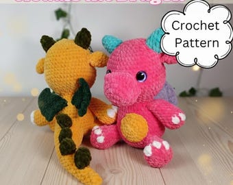 Schema all'uncinetto per il peluche Dargon, schema all'uncinetto per il drago, schema amigurumi per il drago di peluche, Cloudis il drago