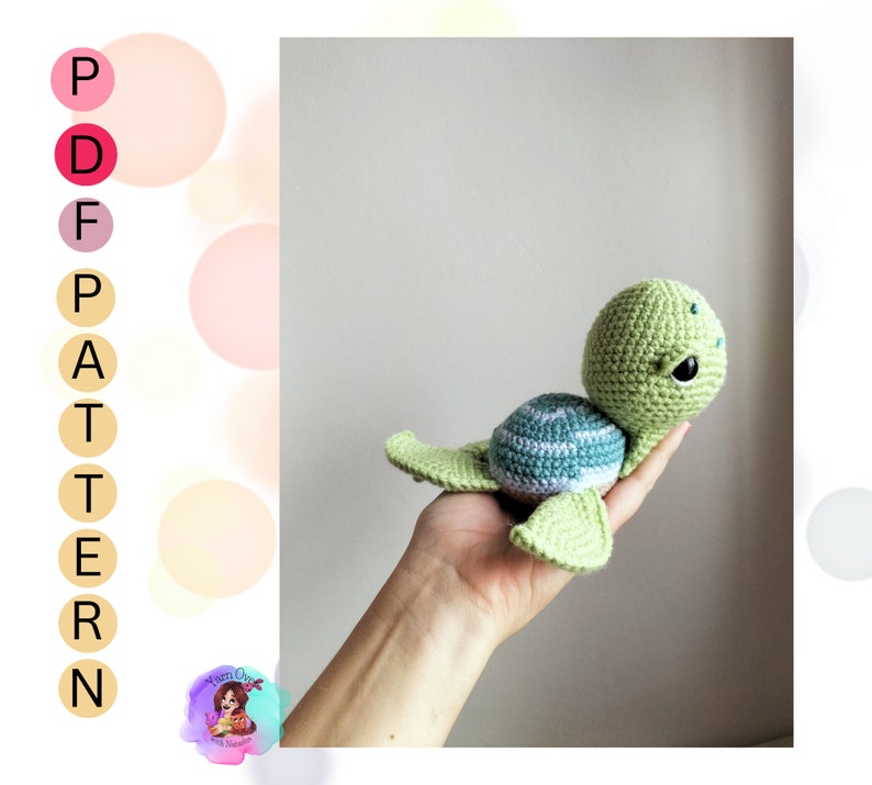 PATTERN for a Amigurumi sea turtle: Easy to follow crochet turtle pattern for beginners, US term crochet pattern for a amigurumi sea turtle image 9