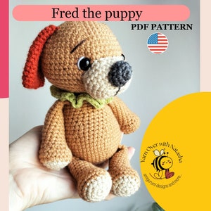 crochet dog pattern, amigurumi stuffed animal, low sew toy pattern, amigurumi puppy, Cute puppy pattern, Easy DIY crochet dog