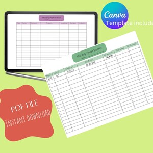 Pu&ograve; includere: Un modello di tracciamento degli ordini mensili stampabile in formato PDF. Il modello include colonne per data, nome, contatti, prodotti, tempi di consegna, tracciamento e consegna. Il modello &egrave; progettato per aiutarti a tenere traccia dei tuoi ordini e delle tue spedizioni.