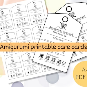 Printable care labels for amigurumi/ business card size tags for packaging handmade toys/ printable care tags/ craft market prep tools