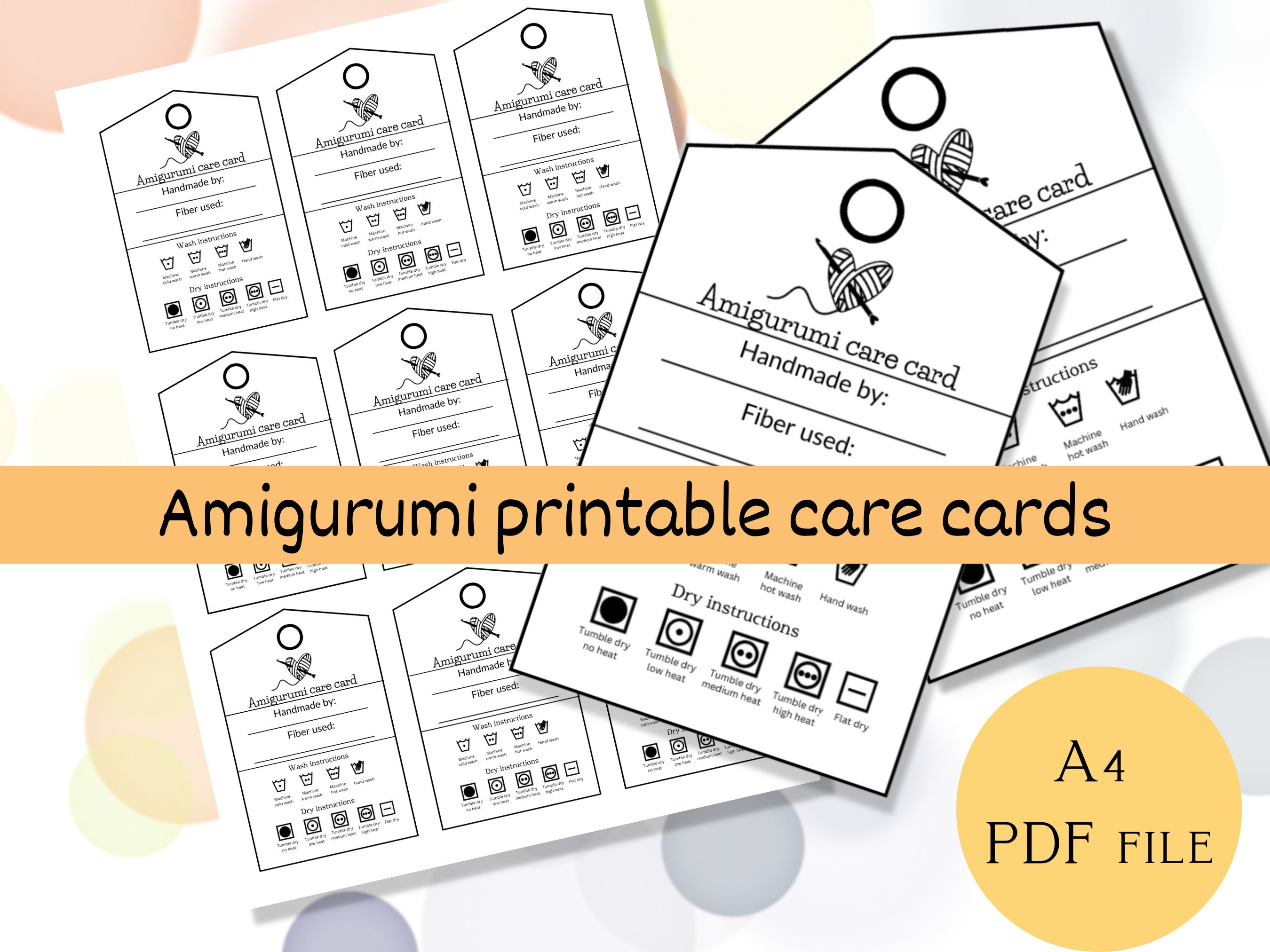 Care Labels for Handmade Items, Business Card Size Tags for Packaging  Handmade Items, Printable Care Tags, Market Prep Tools 