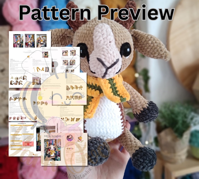 Crochet gazelle pattern, amigurumi springbok, low sew gazelle pattern, amigurumi gazelle, Cute springbok pattern, gift for kids image 2