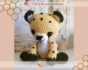 Cheetah amigurumi crochet pattern, Jaguar Pattern - Amigurumi Leopard Pattern, PDF crochet pattern for small Cheetah plush toy