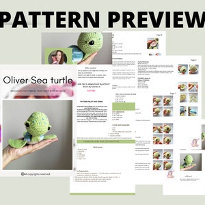 PATTERN for a Amigurumi sea turtle: Easy to follow crochet turtle pattern for beginners, US term crochet pattern for a amigurumi sea turtle image 2