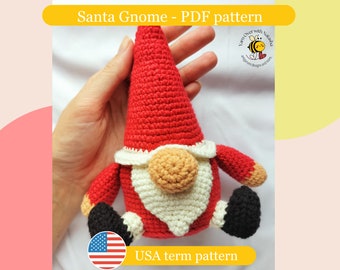 PATTERN for a Santa Gnome: crochet gnome, Christmas crochet gnome, Gift for baby, Gift for kids, amigurumi gnome pattern