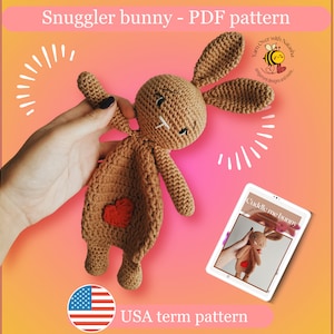 Bunny snuggler crochet pattern,bunny lovey crochet,bunny pattern, crochet bunny, low sew pattern, low sew lovey,bunny lovey security blanket