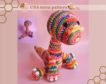 Crochet dinosaur pattern, Brontosaurus amigurumi, beginner-friendly dinosaur crochet pattern, cute dino crochet pattern