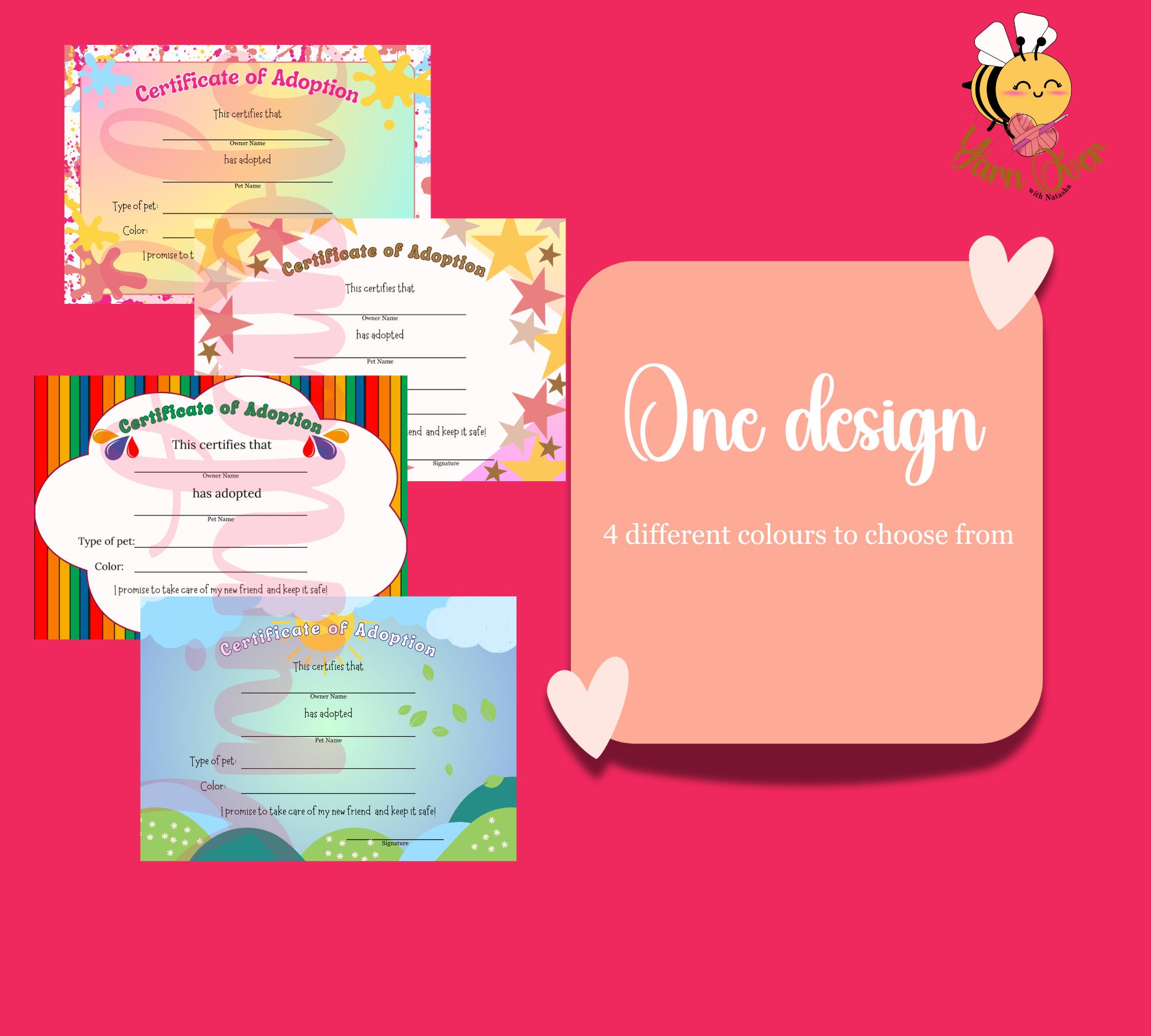 Printable Adoption Cards, Digital Toy Adoption Certificates, Personal ...