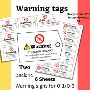 Afdrukbare waarschuwingslabels voor gehaakt speelgoed/ maatlabels voor visitekaartjes voor verpakking handgemaakt speelgoed/ afdrukbare waarschuwingslabels/veiligheidslabels voor speelgoed