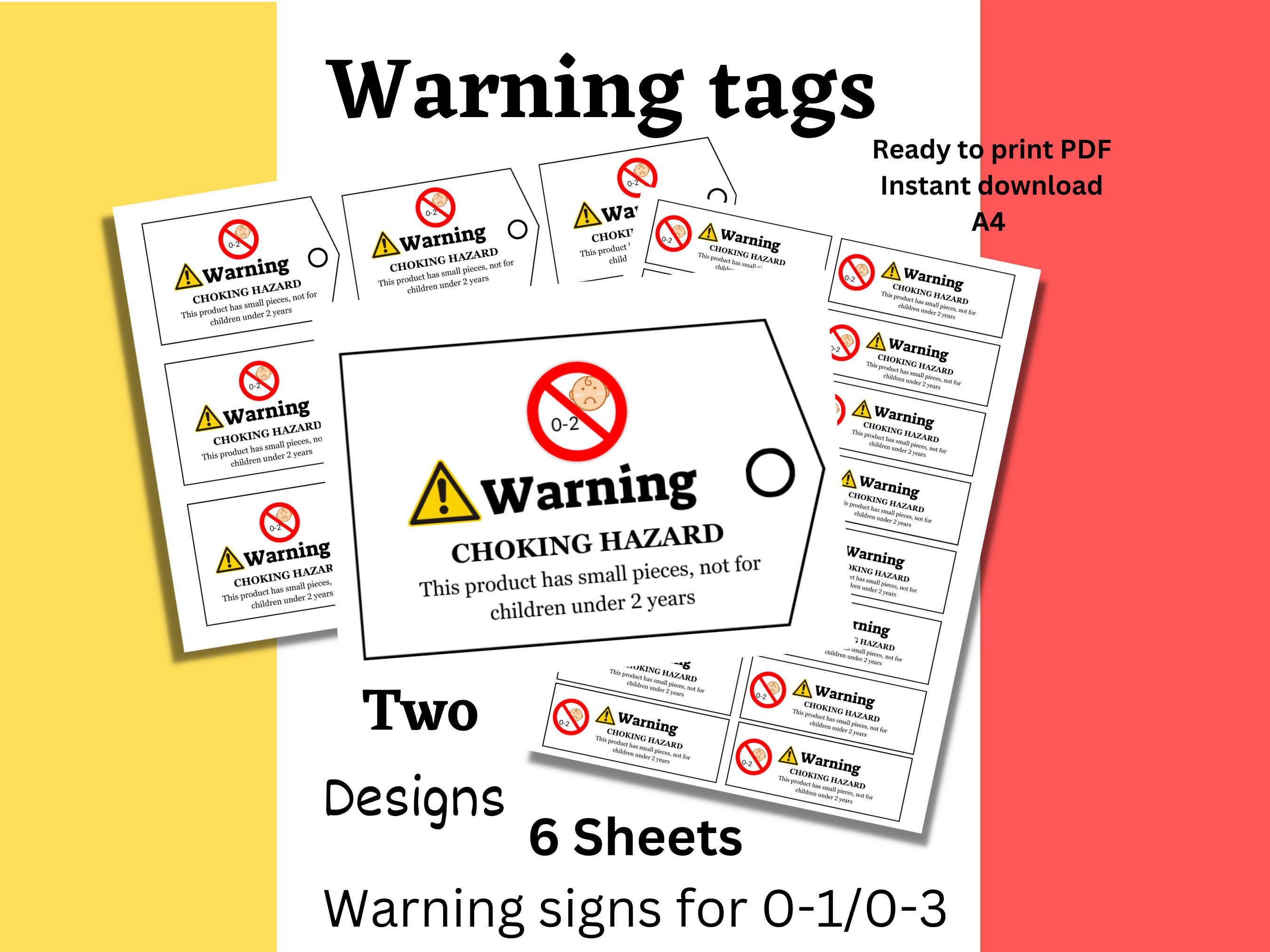 PRINTABLE Safety Eyes Warning Tag Choking Hazard Label for 