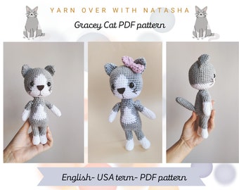 Crochet pattern for a amigurumi cat/ Crochet cat pattern/ pattern for a kitten/ amigurumi kitten/ US term/English pattern