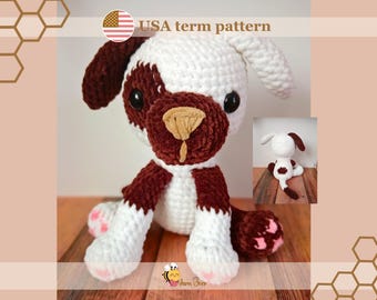 Crochet plush dog pattern/plush pattern/ amigurumi dog pattern/ easy crochet toy pattern/ plush amigurumi