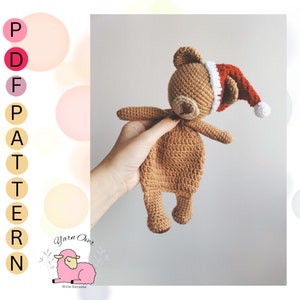 PATTERN: Christmas bear snuggler pattern, cuddle me bear pattern, amigurumi lovey bear, lovey pattern image 10