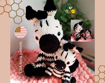 Patrón de cebra amigurumi: cebra pequeña de ganchillo, patrón de ganchillo para mercado, patrón de cebra de peluche, lindo patrón de animal de safari de ganchillo