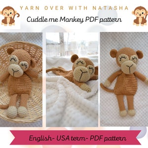Monkey snuggler pattern/ amigurumi monkey pattern/crochet monkey pattern/PDF zoo animal pattern